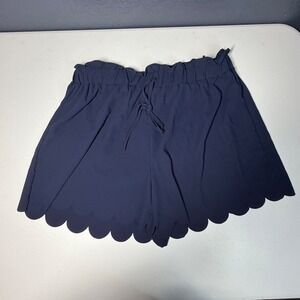 MAKEMECHIC‎ Scalloped Hem Shorts XXL Plus Navy Blue Elastic Waist